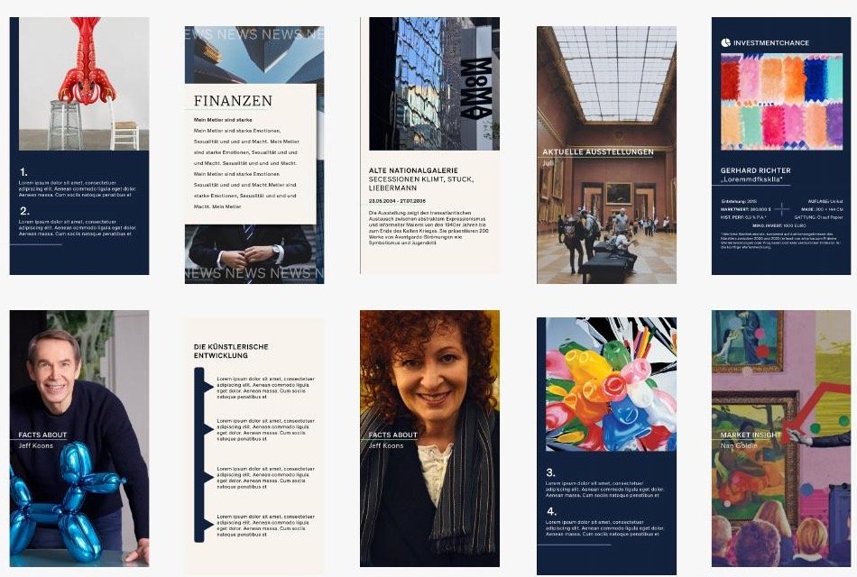 Raster aus zehn Story-Formaten für arttrade